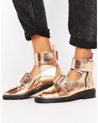 Asos Axle Leather Cut Out Ankle Boots