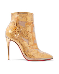 Christian Louboutin Booty Cap 100 Pvc And Metallic Crinkled Foil Ankle Boots