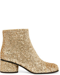 Marc Jacobs Camilla Glittered Leather Ankle Boots Gold