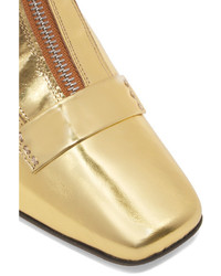 Dorateymur Double Delta Mirrored Leather Ankle Boots Gold