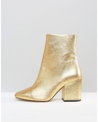 Mango Gold Leather Ankle Boot