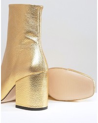 Mango Gold Leather Ankle Boot