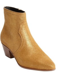 Saint Laurent Gold Metallic Leather Ankle Booties