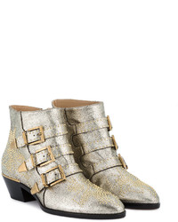 Chloé Grey Glitter Susanna Ankle Boots