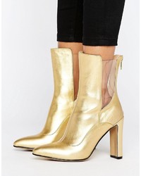 Lavish Alice Leather High Ankle Boot With Clear Insert