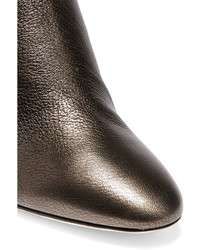 Jimmy Choo Medal Metallic Textured Leather Ankle Boots Bronze