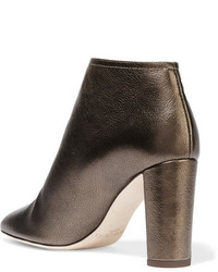 Jimmy Choo Medal Metallic Textured Leather Ankle Boots Bronze