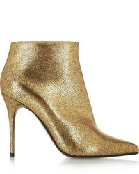 Alexander McQueen Metallic Cracked Leather Ankle Boots