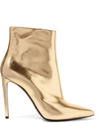 Balenciaga Mirrored Leather Ankle Boots Gold