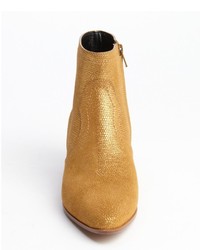 Saint Laurent Gold Metallic Leather Ankle Booties