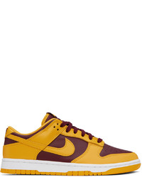 Nike Yellow Burgundy Dunk Low Sneakers