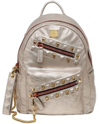 MCM Small Rebel Tumbled Leather Backpack