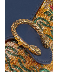 Gucci Dionysus Metallic Brocade And Leather Shoulder Bag Gold