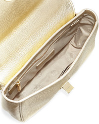 Tory Burch Mercer Pebbled Leather Shoulder Bag Light Gold