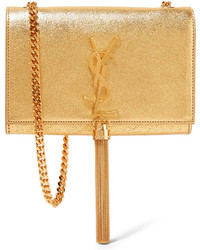 Saint Laurent Monogramme Kate Small Metallic Textured Leather Shoulder Bag Gold