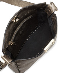 Valentino Rockstud Small Metallic Leather Hobo Bag Bronze