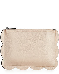 Neiman Marcus Scalloped Small Pouch Bag Rose Goldcharcoal