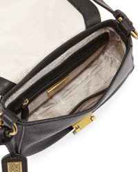 Badgley Mischka Tessa Small Leather Shoulder Bag Metallic Bronzeblack