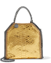 Stella McCartney The Falabella Tiny Metallic Snake Effect Faux Leather Shoulder Bag Gold