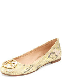 Gold Leather Ballerina Shoes