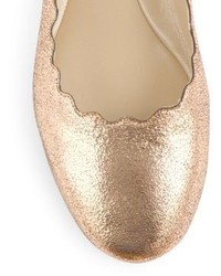 Chloé Chloe Lauren Scalloped Metallic Leather Ballet Flats