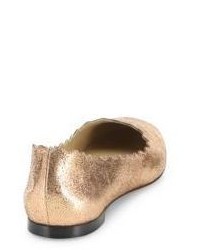 Chloé Chloe Lauren Scalloped Metallic Leather Ballet Flats