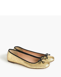 J.Crew Lily Ballet Flats In Crackled Leather