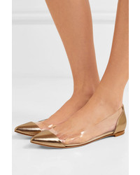 Gianvito Rossi Metallic Leather And Pvc Point Toe Flats