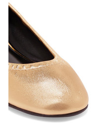 Lanvin Metallic Leather Ballet Flats Gold