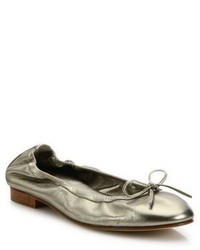 Manolo Blahnik Tobaly Metallic Leather Ballet Flats