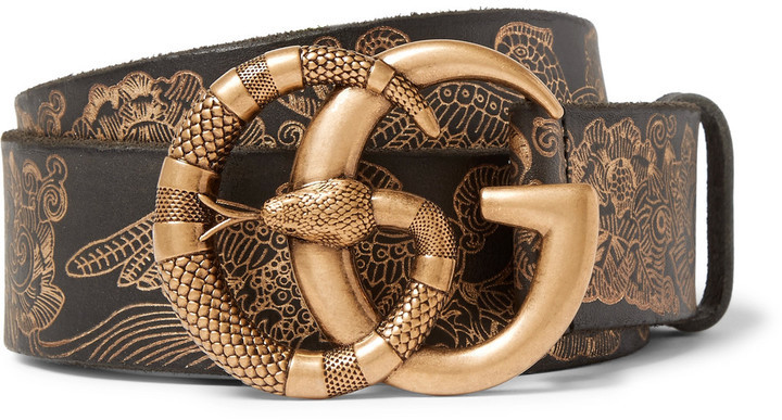 Gucci, Blondie 4cm Monogrammed Full-Grain Leather Belt