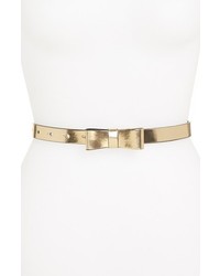 Tarnish Bow Reversible Faux Leather Belt Pale Gold Large