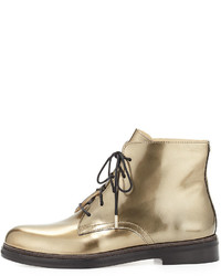 Jimmy Choo Burke Mirror Leather Lace Up Boot Gold