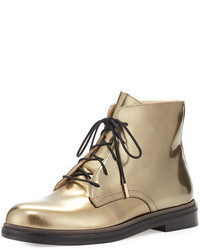 Jimmy Choo Burke Mirror Leather Lace Up Boot Gold