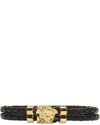 Versace Black Gold Double Wrap Medusa Bracelet