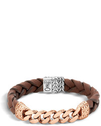 John Hardy Classic Chain Bracelet With Leather Strap