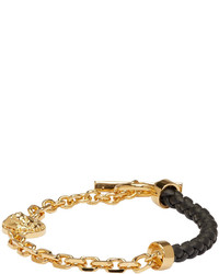 Versus Gold And Black Half Braided Lion Bracelet