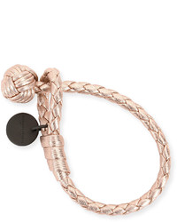 Bottega Veneta Intrecciato Single Knot Grosgrain Bracelet Rose Gold