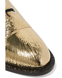 Proenza Schouler Metallic Crinkled Leather Brogues Gold