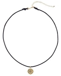 Dogeared Mandala Small Center Circle Choker Necklace On Black Leather Cord Necklace