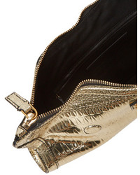 Alexander McQueen De Manta Small Metallic Leather Clutch