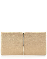 Nina Ricci Arc Embossed Leather Clutch Bag Gold Metallic