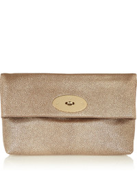 Mulberry Clemmie Metallic Textured Leather Clutch Gold
