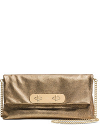 Coach Swagger Clutch In Metallic Pebble Leather