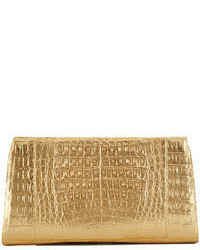 Nancy Gonzalez Crocodile Slicer Clutch Bag Gold