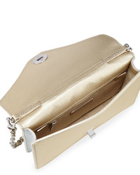 Tory Burch Kira Metallic Leather Envelope Clutch Bag Light Gold