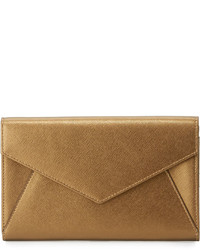 Neiman Marcus Leather Envelope Clutch Bag Bronze