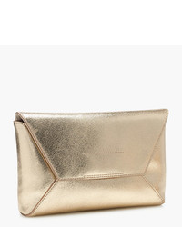 Leather Envelope Clutch In Crackled Gold Foil