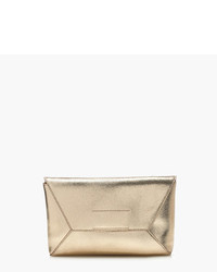 Leather Envelope Clutch In Crackled Gold Foil