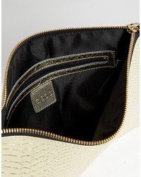 Asos Leather Metallic Zip Top Clutch Bag